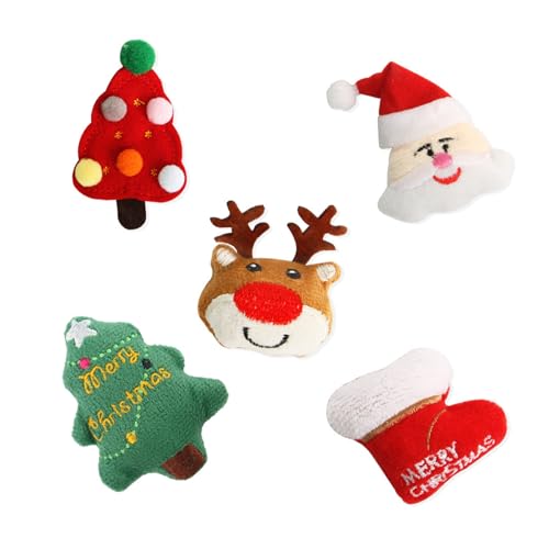 Valicaer Katzenspielzeug Weihnachten,5Pcs Interaktives Spielzeug Weihnachtsbaum Plüschspielzeug Haustierspielzeug Hundespielzeug Weihnachts Kauspielzeug für Haustiere Welpen Zahnreinigung von Valicaer