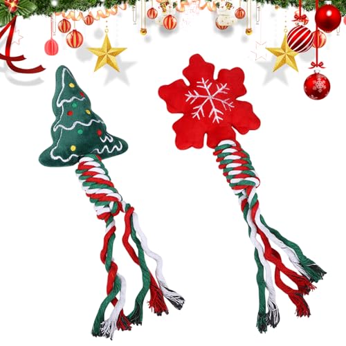 Valicaer Weihnachten Hundespielzeug,2Pcs Quietschendes Baumwollseil Hunde Kauspielzeug für Kleine und Mittlere Hunde Weihnachten Interaktives Hundespielzeug Welpen Plüschspielzeug für Haustiere Valicaer Weihnachten Hundespielzeug,2Pcs Quietschendes Baumwollseil Hunde Kauspielzeug für Kleine und Mittlere Hunde Weihnachten Interaktives Hundespielzeug Welpen Plüschspielzeug für Haustiere von Valicaer