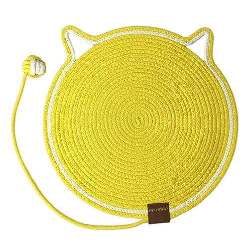 VALINK Katzenkratzmatte mit Katzenballspielzeug, 2 in 1 Katzenkratzmatte, 43,2 cm Größe, natürliches Baumwollseil, Kratzmatte für Indoor-Katzen, Gelb VALINK Katzenkratzmatte mit Katzenballspielzeug, 2 in 1 Katzenkratzmatte, 43,2 cm Größe, natürliches Baumwollseil, Kratzmatte für Indoor-Katzen, Gelb von Valink