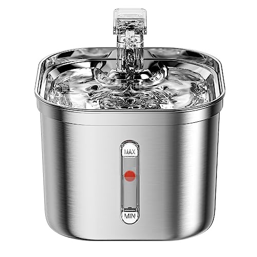 VALINK Katzenwasserbrunnen, 2.2L Edelstahl Katzenbrunnen Haustier Wasserbrunnen, Ultra Leise Hund Wasserspender Innen für Katzen, Hunde, Haustiere von Valink