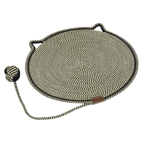 VALINK Kratzmatte mit Katzenball Spielzeug, 2 in 1 Katzenkratzmatte, 43,2 cm Größe, natürliches Baumwollseil, Kratzmatte für Indoor-Katzen, Schwarz VALINK Kratzmatte mit Katzenball Spielzeug, 2 in 1 Katzenkratzmatte, 43,2 cm Größe, natürliches Baumwollseil, Kratzmatte für Indoor-Katzen, Schwarz von Valink