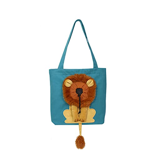 Valink Haustier-Schultertasche für Katzen und Hunde, Leinen, niedlich, Löwenform, ausgehende Handtasche, Blau von Valink