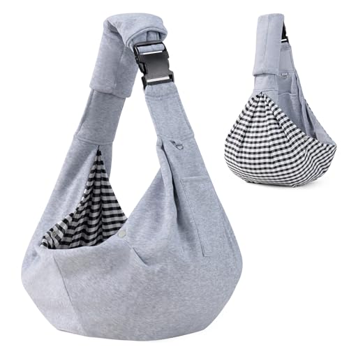 Valleycomfy Tragetuch Hund Haustier Hundetragebeute, Haustier Hundetasche mit verstellbarem, Hund Katze Hundetasche für Spaziergang Aktivitäten im Freien und Ausflüge, Tragekraft bis 7kg(Grau) von Valleycomfy