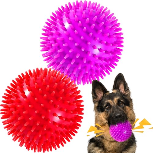 Valuepeak Quietschende Hundebälle für große und mittelgroße Hunde, stachelige Hundespielzeugbälle für aggressive Kauer, 2 Stück Valuepeak Quietschende Hundebälle für große und mittelgroße Hunde, stachelige Hundespielzeugbälle für aggressive Kauer, 2 Stück von Valuepeak