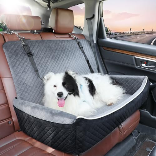 Großer Autositz für Hunde unter 27 kg oder 2 kleine Hunde, Hundebett für Auto-Rücksitz mit Sicherheitsgurtbefestigung, der Sitzstoff ist weich und bequem, Größe ist 80 x 50,8 x 54,6 cm, abnehmbar und Großer Autositz für Hunde unter 27 kg oder 2 kleine Hunde, Hundebett für Auto-Rücksitz mit Sicherheitsgurtbefestigung, der Sitzstoff ist weich und bequem, Größe ist 80 x 50,8 x 54,6 cm, abnehmbar und von Vamtnner