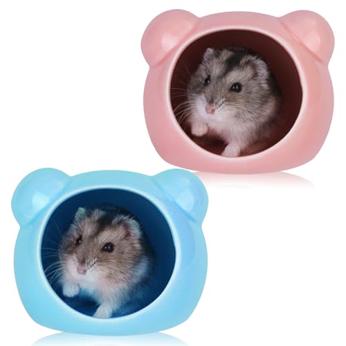VanEnjoy Hamsterversteck aus Keramik, Rot und Blau, Kleintierversteck, für Rennmäuse, Mäuse, niedliche Sommer-Kühlhäuser für Käfigzubehör, 2 Stück von VanEnjoy