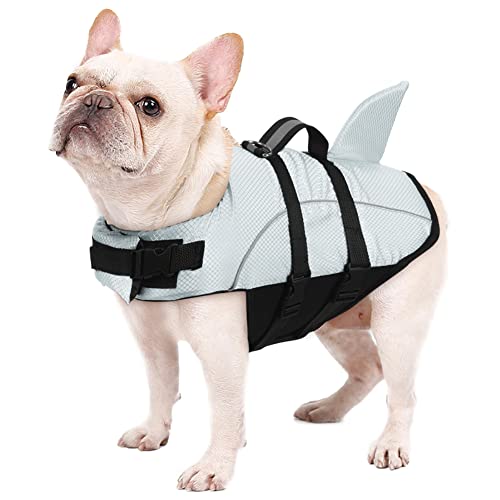 Vanansa Hundeschwimmweste, Einstellbare Schwimmhilfe für Hunde, Upgrade Leichte Schwimmweste im Hai-Design für Haustiere,(L,Grau) von Vanansa