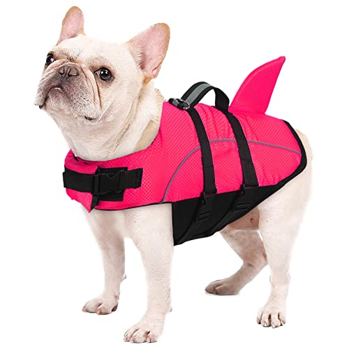 Vanansa Hundeschwimmweste, verstellbare Schwimmweste für Hunde, Upgrade Lightweight Shark Design Schwimmweste für Haustiere (XL, Rose) von Vanansa
