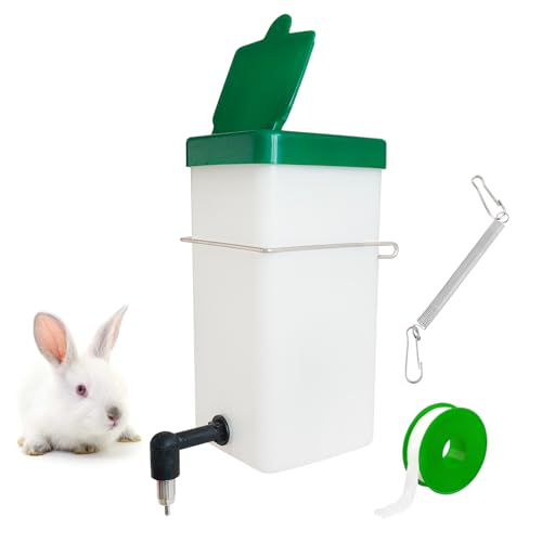 1L Grüner hängender Kaninchen-Nippelbewässerung und Halterung, automatisches Trinksystem, Nagetier-Wasserflasche für Käfige (grün, 1 l) von VandanCoop