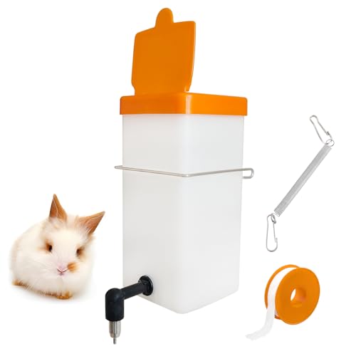 1L Orange Hängende Kaninchen Nippel Waterer und Halterung Automatisches Trinksystem Nager Wasserflasche Verwendet für Käfige (Orange, 1L) von VandanCoop