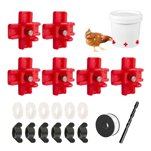 Horizontale Hühner-Bewässerungsnippel, automatische Geflügel-Hühner-Bewässerung, mit Bohrer, Hühnertränken für Geflügel, 6 Stück Horizontale Hühner-Bewässerungsnippel, automatische Geflügel-Hühner-Bewässerung, mit Bohrer, Hühnertränken für Geflügel, 6 Stück von VandanCoop