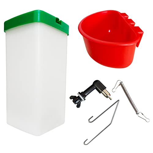 VandanCoop Automatische 1-Liter-Kaninchen-Wasserflasche für Käfig, tropffrei, hängende Nagetierbedarf, Nippeltränke, Futternapf, Hasen-Wasserspender für kleine Tiere (1000 ml, Nippel + Futterspender) von VandanCoop
