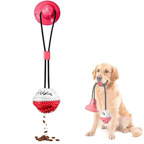 Vandove Hundespielzeug mit Saugnapf Hund Ball, Kauspielzeug Spielzeug Molar Kauspielzeug Pet Molar Chew Spielzeug Reinigung Zähne Kugel, für Kleine Mittlere Große Hunde (# 2 rot) von Vandove