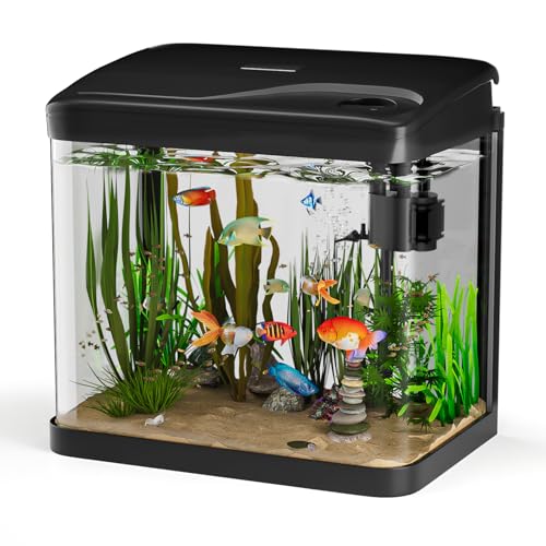 Vankarr 15L Aquarium Set Nano Fischtank Aquarium Mit LED-Leuchten & Filtersystem kleines Aquariums Komplettset Schwarz von Vankarr