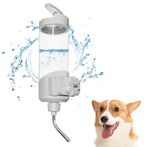 Vannon Top Fill Hunde-Wasserspender für Käfig, 652.0 g, automatische Fütterungsbox, Wasserflasche für Hunde, Katzen und Kaninchen, Haustierdüsen-Durchmesser: 12 mm, BPA-frei, Grau von Vannon
