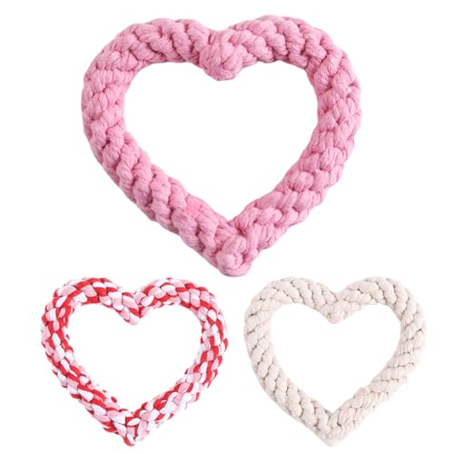 Kauspielzeug für Hunde, 3 Stück, handgestrickt, herzförmiger Seilknoten, Valentinstag, Haustier-Kauspielzeug, Baumwolle, innovative Zahnreinigung, unzerstörbares Hundespielzeug für aggressive Kauer, Kauspielzeug für Hunde, 3 Stück, handgestrickt, herzförmiger Seilknoten, Valentinstag, Haustier-Kauspielzeug, Baumwolle, innovative Zahnreinigung, unzerstörbares Hundespielzeug für aggressive Kauer, von Vansza