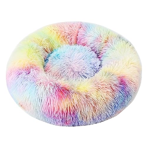 Rundes Katzenbett für Hauskatzen, Anti-Angst, Donut-Hunde-Kuschelbett, wärmend, gemütlich, weich, rundes Bett, flauschiges Hunde- und Katzenkissen, Bett für kleine, mittelgroße und große Hunde und Rundes Katzenbett für Hauskatzen, Anti-Angst, Donut-Hunde-Kuschelbett, wärmend, gemütlich, weich, rundes Bett, flauschiges Hunde- und Katzenkissen, Bett für kleine, mittelgroße und große Hunde und von Vansza