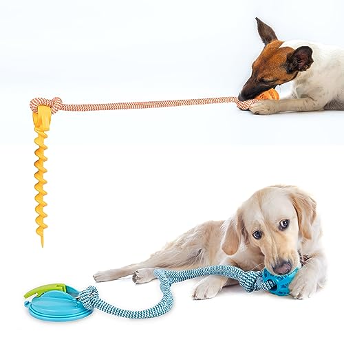 Vantacent89 Hundespielzeug mit Saugnapf für aggressive Kauer, interaktives Hundespielzeug mit Futterspenderbällen, Tauziehen für mittelgroße und große Hunde von Vantacent89