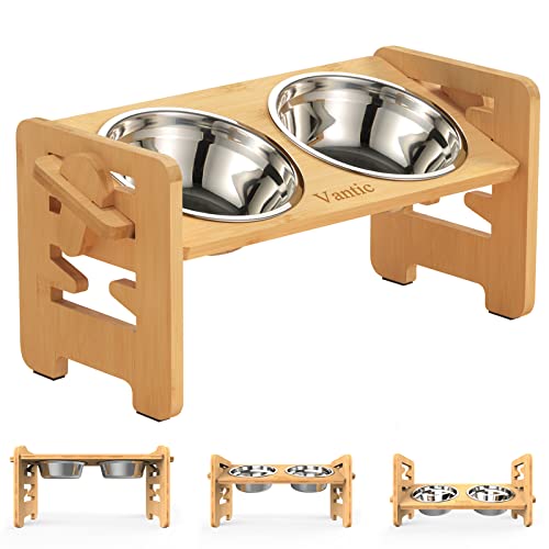Vantic Hundenapf erhöht mit Ständer, Hundebar höhenverstellbar Futternapf für kleine Hunde und Katzen, haltbar Futterbar Futterstation Bambus mit 2 Edelstahlnäpfen und Rutschfesten Füßen Vantic Hundenapf erhöht mit Ständer, Hundebar höhenverstellbar Futternapf für kleine Hunde und Katzen, haltbar Futterbar Futterstation Bambus mit 2 Edelstahlnäpfen und Rutschfesten Füßen von Vantic