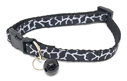 Hundehalsband, reflektierend, verstellbar, mit Glöckchen zum Stoppen der Jagd, Pfotenabdrücke, Schwarz von Vape Sharks