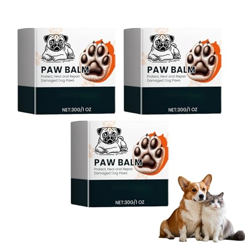 Vartegas Pfotenbalsam Hund, Natürliche & Sanfte Pfotenpflege Hund, 30g Hundezubehör, Hundepfoten Balsam Heilt, Tiefen-Restauriert Trockene Rissige Geschädigte Pfoten, für Hunden Katzen (3pcs) von Vartegas
