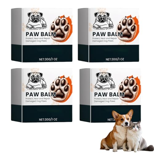 Vartegas Pfotenbalsam Hund, Natürliche & Sanfte Pfotenpflege Hund, 30g Hundezubehör, Hundepfoten Balsam Heilt, Tiefen-Restauriert Trockene Rissige Geschädigte Pfoten, für Hunden Katzen (4pcs) von Vartegas