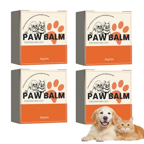 Vartegas Pfotenbalsam Hund, Natürliche & Sanfte Pfotenpflege Hund, 30g Hundezubehör, Hundepfoten Balsam Heilt, Tiefen-Restauriert Trockene Rissige Geschädigte Pfoten, für Hunden Katzen (B-4pcs) von Vartegas