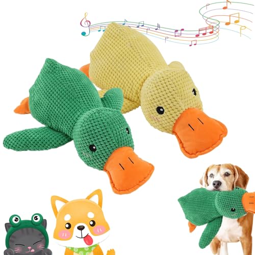 Varyhoone The Mellow Dog Calming Duck,Dog Calming Duck Toy,Quacking Duck Toy,Quack-Quack Duck Dog Toy,Durable Squeaky Dog Toys,Cute No Stuffing Duck with Soft Squeaker (A2) von Varyhoone