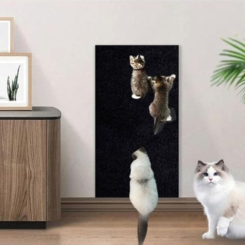 Kletter-Katzenkratzer, DIY Trimmbare Selbstklebende Katzenkratzteppich, Wandmontierter Katzenkratzer, Sofaschutz - Kratzfestes Sicheres Material (60 * 100, Schwarz) von VasedGins