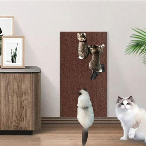 Kletter-Katzenkratzer, DIY Trimmbarer selbstklebender Katzenkratzteppich, Wandmontierter Katzenkratzer, Sofaschutz - Kratzfestes Sicheres Material (30 * 100, Dunkelbraun) von VasedGins