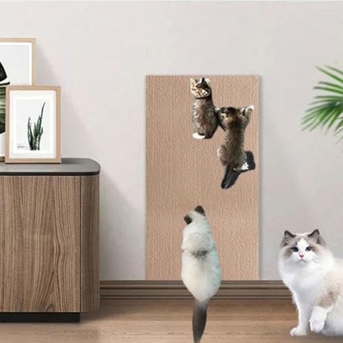 Kletter-Katzenkratzer, DIY Trimmbarer selbstklebender Katzenkratzteppich, Wandmontierter Katzenkratzer, Sofaschutz - Kratzfestes Sicheres Material (30 * 100, Khaki) von VasedGins