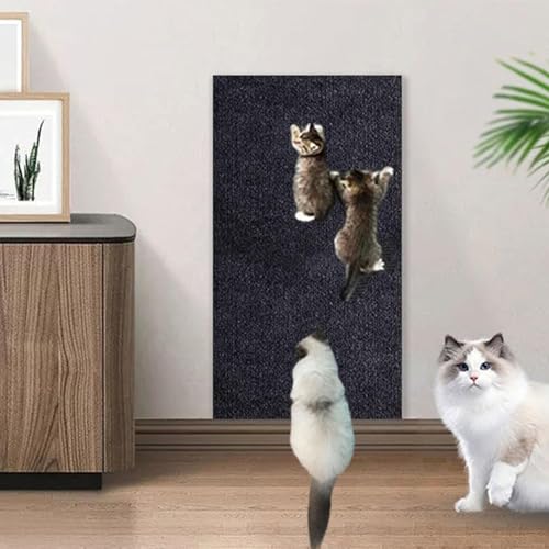 Kletter-Katzenkratzer, DIY Trimmbarer selbstklebender Katzenkratzteppich, Wandmontierter Katzenkratzer, Sofaschutz - Kratzfestes Sicheres Material (60 * 100, Dunkelgrau) von VasedGins