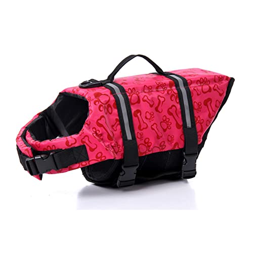 Schwimmweste für Hunde, mit hervorragendem Auftrieb und Rettungsgriff, Hunde-Schwimmweste verstellbar,XL,Pink-1 von VasedGins