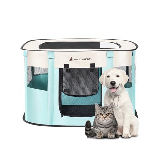 Faltbarer Laufstall für Katzen, Welpen, tragbarer Hundekäfig, weich, tragbar, für Welpen, Kätzchen, für drinnen und draußen, Haustier-Zaun (L) Faltbarer Laufstall für Katzen, Welpen, tragbarer Hundekäfig, weich, tragbar, für Welpen, Kätzchen, für drinnen und draußen, Haustier-Zaun (L) von Vastarsky