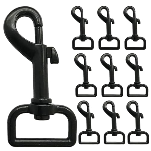 Vastsea 10 Stück Karabiner-Haken mit Drehgelenk, Karabiner mit Drehkopf, Schlüsselanhänger Ringe, Karabinerhaken mit Drehgelenk Für Hundeleine, Schlüssel, Taschen, Gurtband (Schwarz) von Vastsea