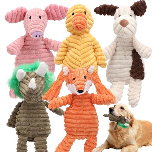 Quietschendes Plüsch-Hundespielzeug, Sortiment, niedliches Tier-Hundespielzeug, Vorteilspaket, Welpenspielzeug, Hundespielzeug für kleine, mittelgroße und große Hunde, Kauspielzeug, 5 Stück Quietschendes Plüsch-Hundespielzeug, Sortiment, niedliches Tier-Hundespielzeug, Vorteilspaket, Welpenspielzeug, Hundespielzeug für kleine, mittelgroße und große Hunde, Kauspielzeug, 5 Stück von Vatrepeo