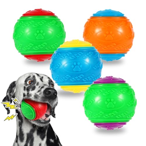 Vatrepeo 4 Packungen große Hundebälle, 11,4 cm, quietschende Hundebälle, hochfedernder Hundeball für interaktives Spielen, Hundespielzeugbälle für Training, robustes Ballspielzeug für große und Vatrepeo 4 Packungen große Hundebälle, 11,4 cm, quietschende Hundebälle, hochfedernder Hundeball für interaktives Spielen, Hundespielzeugbälle für Training, robustes Ballspielzeug für große und von Vatrepeo