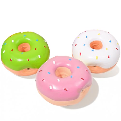 Vaulted Skulls & Co Donut-Hundespielzeug, Gummi-Donuts, Hundespielzeug, Donut-Form, Quietschspielzeug, Kau-Donuts, Hundespielzeug, Hunde-Donut zum Zahnen, für kleine und mittelgroße Rassen, 7,6 cm von Vaulted Skulls & Co