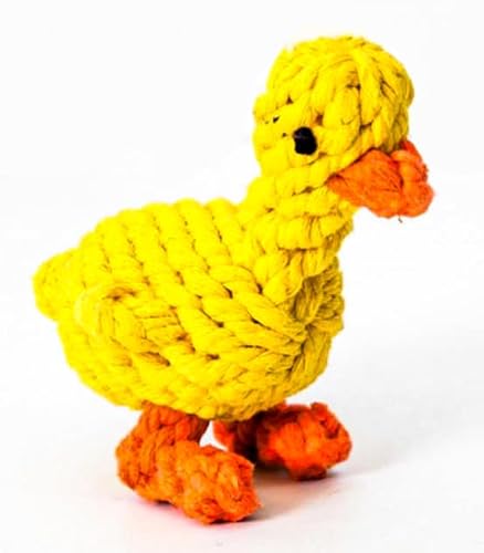 Vaulted Skulls & Co Hundespielzeug, klein, 12,7 cm, Seil-Hundespielzeug, Ente Haustierspielzeug, Tauziehen, Hundespielzeug zum Ziehen und Zerren, Enten-Hundeleckerlis, Gelb/Orange, 12,7 cm (2) von Vaulted Skulls & Co