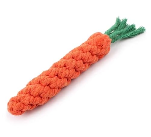 Vaulted Skulls & Co Karotten-Hundespielzeug, klein, 12,7 cm, Seil-Hundespielzeug, Karotte, Haustierspielzeug, Tauziehen, klein, 12,7 cm, Orange/Grün, 12,7 cm von Vaulted Skulls & Co