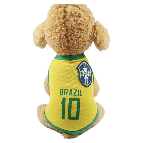 Vavious Hunde-Outfit, atmungsaktiv, weich, Weltmeisterschaft, Brasilien, Fußball-Thema, Haustier-Tanktop, Weste, Welpen, Sommer, schnell trocknender Pullover, Jersey, kühlende Hundebekleidung, Größe von Vavious
