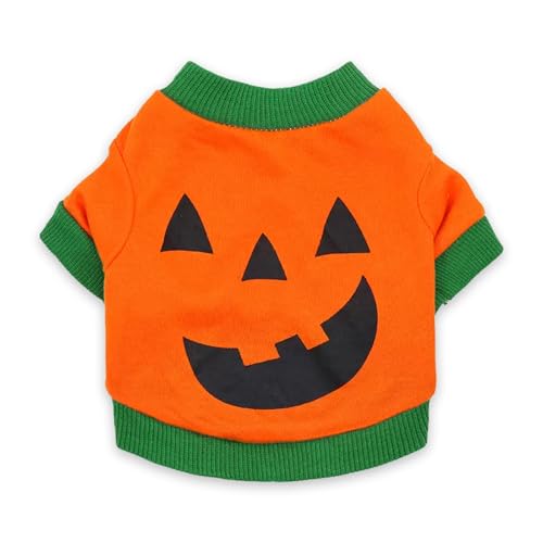 Vavious Hunde-Shirt, Welpenkleidung für kleine Hunde, Jungen, Halloween, Urlaub, Festival, Party, Sweatshirt für Katze, Hund, Orange, Größe 2, S von Vavious