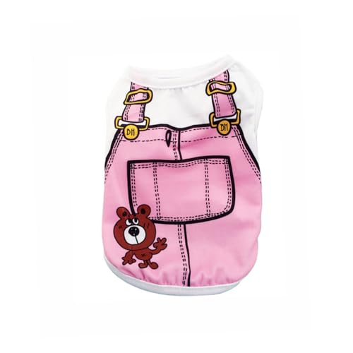 Vavious Hunde-Shirt, niedlich, weich, Tank-Top, T-Shirt, rosa Overall, bedruckt, Mädchenpullover für Hunde, Katzen, atmungsaktive Baumwolle, Welpen, ärmellos, Größe XS von Vavious