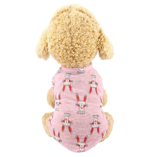 Vavious Hundebekleidung für Mädchen, atmungsaktiv, leicht, Cartoon-Design, rosa Kaninchenmuster, Haustierweste, Welpen, ärmellos, weiches Tank-Top, süßes Sommerkatzen-Outfit, Größe XXL von Vavious