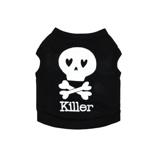 Vavious Hundekleidung, Katzen-Halloween-Shirt, lustiges leichtes Tank-Top, Hunde-Outfit, Halloween-Kleidung für Hunde und Katzen, Schwarz 01, Größe XS von Vavious