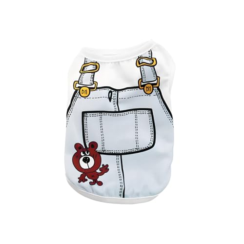 Vavious Katzen-Shirt, hellblau, Overall-Muster, Tanktop für kleine Hunde, Jungen, kühlend, dehnbar, ärmellos, Katzen-T-Shirts, Welpen, Kätzchen, Sommerbekleidung, Größe XL von Vavious