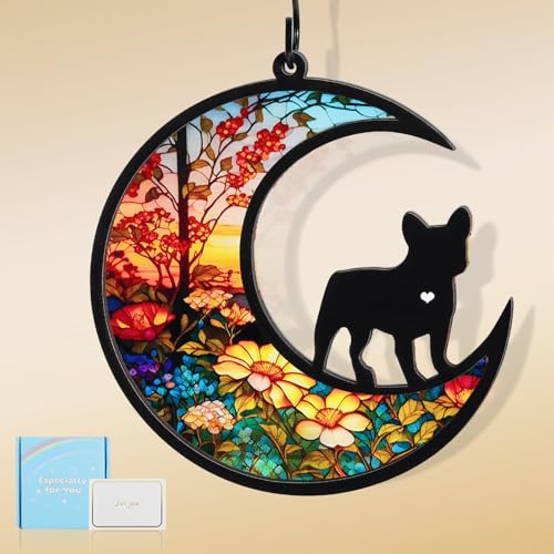 VavoPaw Haustier Gedenkgeschenke für Hunde, Haustier Verlust Trauergeschenk, DIY Name Hund Gedenk-Sonnenfänger, Dekorationen in Liebevoller Erinnerung für Verlust, Sonnenblume & Bulldogge von VavoPaw