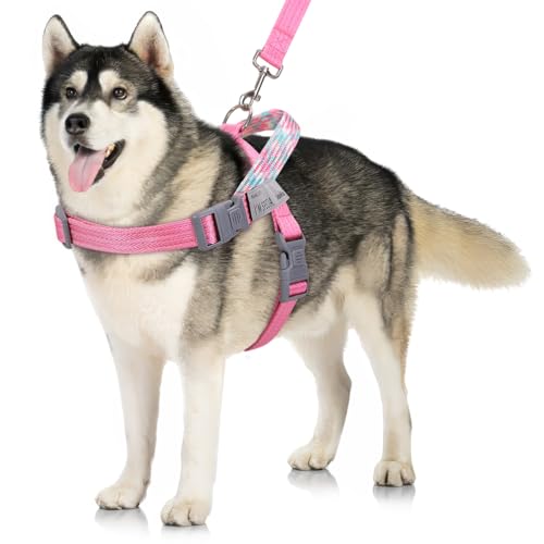 VavoPaw Hundegeschirr und Leine Set, Kein Ziehen Norwegergeschirr für Leichtes Wandern, Verstellbar Geschirr mit Reflektierend Magisch Bändern, Ausbruchsicher Geschirr für große Hunde, Welpen, L Rosa VavoPaw Hundegeschirr und Leine Set, Kein Ziehen Norwegergeschirr für Leichtes Wandern, Verstellbar Geschirr mit Reflektierend Magisch Bändern, Ausbruchsicher Geschirr für große Hunde, Welpen, L Rosa von VavoPaw