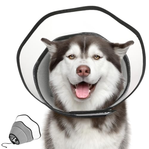 VavoPaw Halskrause Hund Leckschutz, Halskrause Hund nach Op Weiche, Atmungsaktive Schutzkragen Wasserdicht PVC, Verstellbar Leichtgewicht Genesungshalsband, Haustier Elisabethanischer, XXL, Grau VavoPaw Halskrause Hund Leckschutz, Halskrause Hund nach Op Weiche, Atmungsaktive Schutzkragen Wasserdicht PVC, Verstellbar Leichtgewicht Genesungshalsband, Haustier Elisabethanischer, XXL, Grau von VavoPaw
