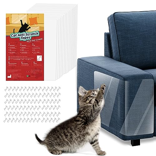 VavoPaw Katze Kratzschutzfolie, 16 Stück Transparent Sofa Kratzschutz Pad Möbelschoner Katze Möbelschutz Kratzpads mit 90 Schrauben Krallenschutz für Möbel Couch Tür Wand Kratzabwehr von Katzen Hunde von VavoPaw